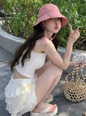 夏天帽子女款2026新款遮阳防晒帽大帽簷渔夫帽户外速干薄款显脸小