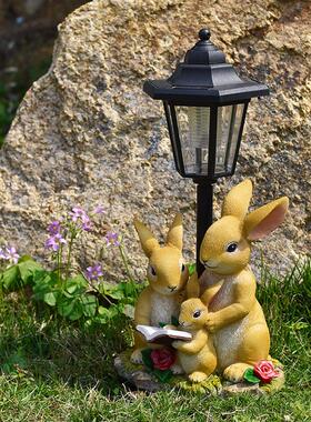 跨境新款园林太阳能发光灯小狗脂摆件花园装饰品雕塑树脂工艺礼品