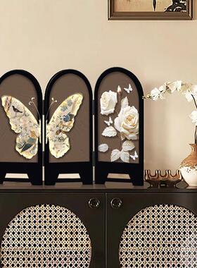 现代简约蝴蝶创意小屏风桌面摆画 画饭厅斗柜置物架装饰摆饰入户