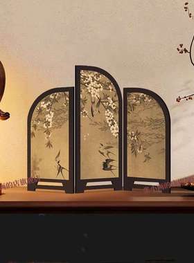 过年茶台茶桌屏风装饰摆件氛围隔断客厅桌面入户玄关电视柜
