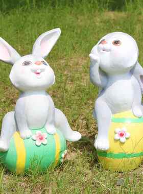 户外卡通动物兔子雕塑花园庭院装饰品摆件小区田园林景观小品