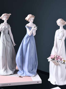 欧式酒柜电视柜装饰品工艺品家居饰品小摆设陶瓷雕塑摆件西洋聚彩