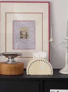 轻茶几酒店摆件纸巾高档扇子民宿客厅家居装饰奢现代样板间盒创意