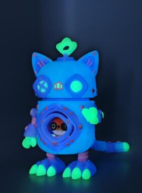 机器人PLA猫咪手办3D模型摆件