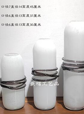 现代简约缠丝玻璃花瓶插花摆件家居样板房软装饰品摆件