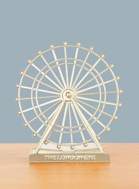正品现轻奢代家铁艺居摩天轮摆件意酒创柜办公室桌面奶茶店装饰品