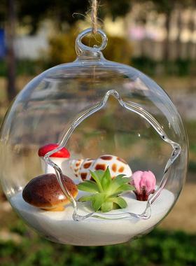 创意悬挂苔藓微景观玻璃花瓶多肉玻璃花瓶吊瓶DIY盆栽办公桌摆件