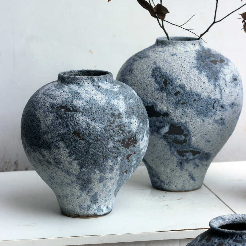 新中式粗陶罐大肚花瓶月球表面粗陶花瓶侘寂风陶罐民宿装饰茶摆件,淘宝优惠券,粉丝福利购,淘宝优惠卷