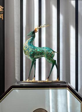 高档《九色》铜金饰岁黄铜鹿铜摆鹿饰新中月式工艺礼品摆饰铜器客