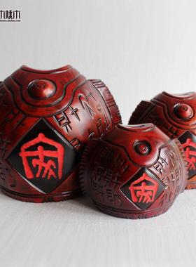 中式家居酒柜装饰品木质鱼储蓄罐创意实木招财存钱罐桌面玄关摆件