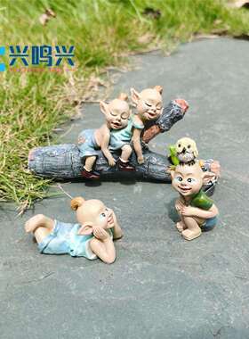 跨境创意花园小摆树LQ202207木树脂艺件工景微观花盆花园可爱工艺