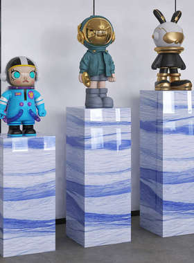 优选岩板立柱子大理石摆件底座展示摆台暴力熊装饰品花架子客厅落