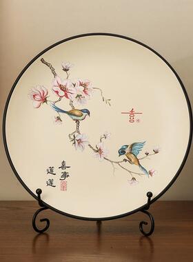 新中式家居陶瓷摆盘玄关客厅电视柜高级感艺术新家桌面装饰品摆件