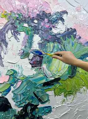 定做风纯绘厅油画《》玄关侘装饰手画客初抽象挂画餐心厅肌寂理落