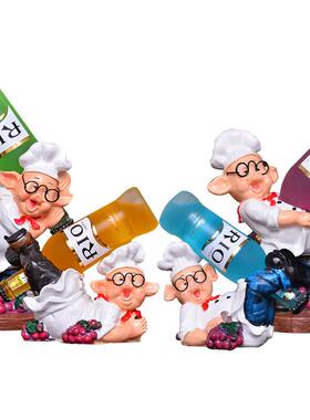 创意吧台欧式放红酒架子人物时尚厨师树脂葡萄酒柜装饰品酒具摆件