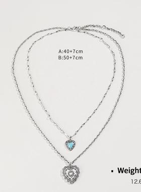 厂家直销肯杰 2024新款情人节系列叠戴爱心桃项链女 欧美跨境耳环