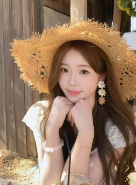 法式编织拉菲草帽女2026年新款夏季遮阳防晒帽海边沙滩海岛度假风