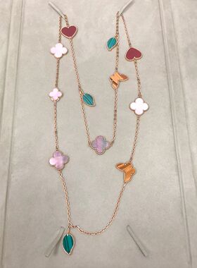 99新Vca/梵克雅宝Lucky Alhambra长项链黄金12花毛衣链女款