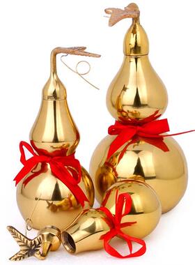 全黄铜八卦葫芦摆件开 盖开 口铜胡芦家庭中式礼品室内装饰品工艺