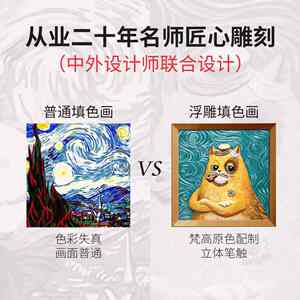 福雕家饰diy手绘油画送友亲子创意数字油画填色工艺礼品宠物饰品