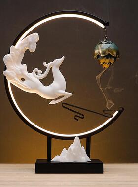 创意灯圈摆件新中式送礼禅意客厅玄关办公室家用桌面家居装饰摆设