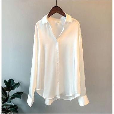 Spring 2021 Womens Clothing Silk Shirt Vintage Blouse Women - 图3