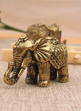 黄铜实心铜大象纯铜小号摆件吉祥福象手把件仿古玩铜器镇纸小铜件