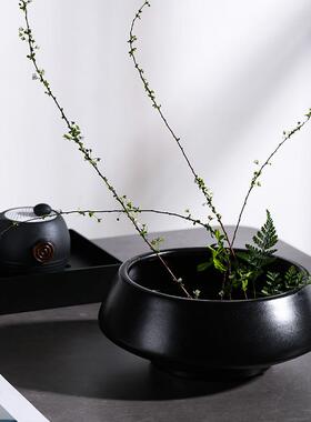 北欧简约陶瓷花盆大号创意花盆摆件客厅家居装饰白色圆型盆栽容器