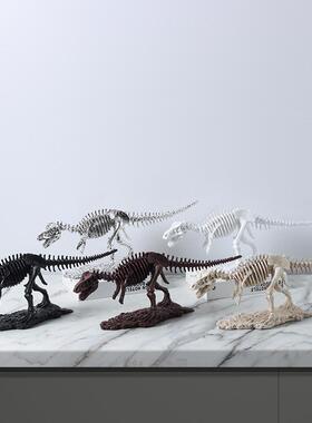 做旧复古仿真恐霸龙化石架陈骨列道具摆王龙件电视柜书柜酒柜无饰
