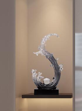 风生水起入户玄关摆件档轻高客厅电视柜办余公室年奢年有锦TUG鲤