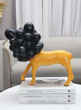 北欧创意抽象卡通泡泡狗动物雕塑树脂摆件客厅卧室玄关家居装饰品