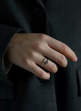 男士戒指男生气质荆棘玫瑰花女式戒指复古风做旧泰开口花朵手指环