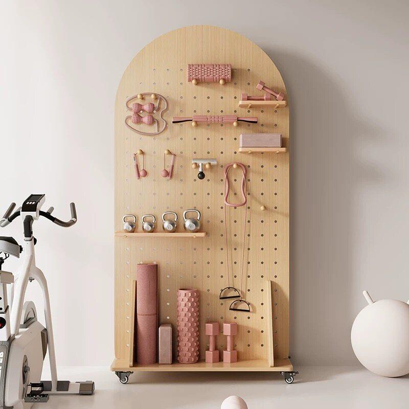 Solid wood hole custom board fitness equipment yoga sports storage shelf household vertical removable floor storage