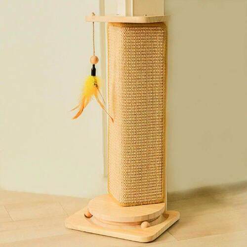 Cat Scratch t, Sisal Cat Scratcher with Feather Toy, - 图1