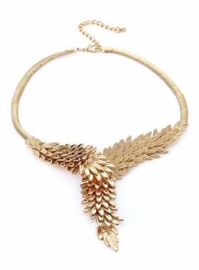 欧美夸张时尚羽毛个性短款项链OL复古风颈链衣服配饰锁骨链挂件