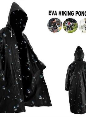 Men Women Raincoat Outdoor Rainwear EVA Cloth Hoodie Long Ra