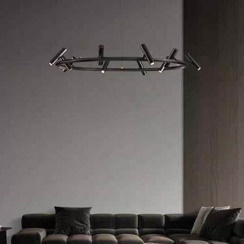 北欧客厅灯一字长条餐厅吊灯轻奢风现代简约设计师圆环样板房灯具 - 图1