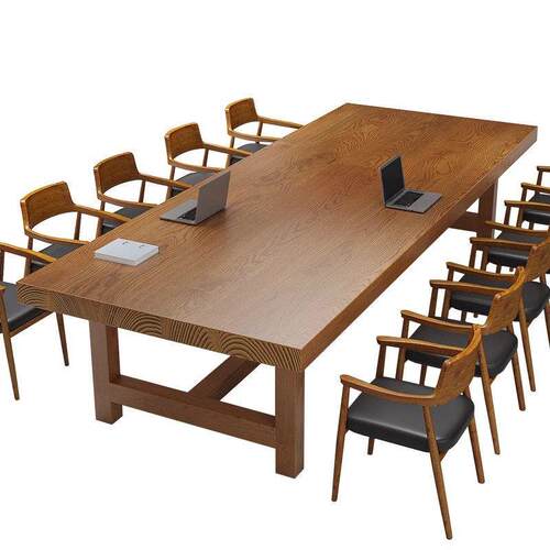 会议桌实木简约现代大型会议室长条桌电脑桌洽谈桌办公桌子工作台 - 图3