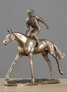 动办式赛马马术运员雕塑工艺品欧t1597473摆件骑马客厅书房装饰品