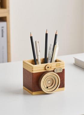 正品学创意相机笔筒办公室生儿童面收纳装饰装饰礼品送给朋桌友的