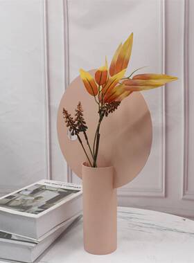 北欧花瓶铁艺ins风几何圆形干花花器家居样板房简约装饰品小摆件