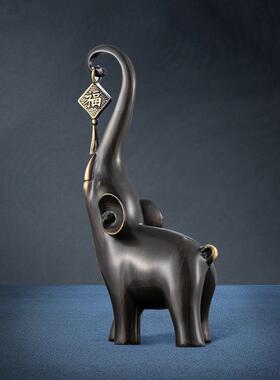 创意新式大象摆件铜工艺中品玄装饰摆件客厅家居公室关酒办柜CFXX