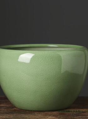 2020睡莲碗莲盆缸陶大瓷土培植物一叶莲荷花盆铜钱水草培号器皿20