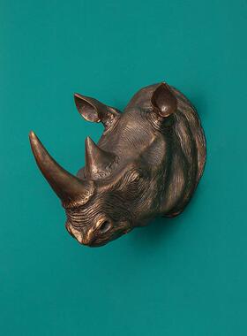 欧式树脂犀牛头壁挂家居装饰品动物墙饰创意家居树脂工艺品壁饰