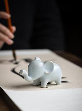 陶瓷大象饰品迷你可爱小大象创意客厅电视柜酒柜无障碍豪华桌面财