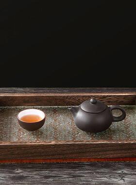复古海棠花托盘茶盘家用简约长方形盘子木质杯子瓷盘茶台玻璃盘
