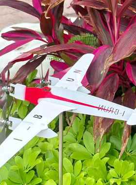 跨境独立站金属铁艺户外花园螺旋浆红色飞机花园庭院风向标摆件