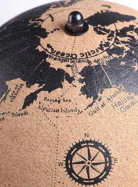 北欧风软木地球仪家居书房客厅摆件创意ins婚礼道具装饰礼品礼物