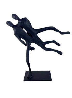 新中式复古简约黑色金属人物摆件样板间办公室客厅卧室家居装饰品