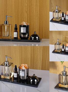 样板房间酒店浴室饰品搭配套装洗手台面水晶乳液瓶大理石托盘组合